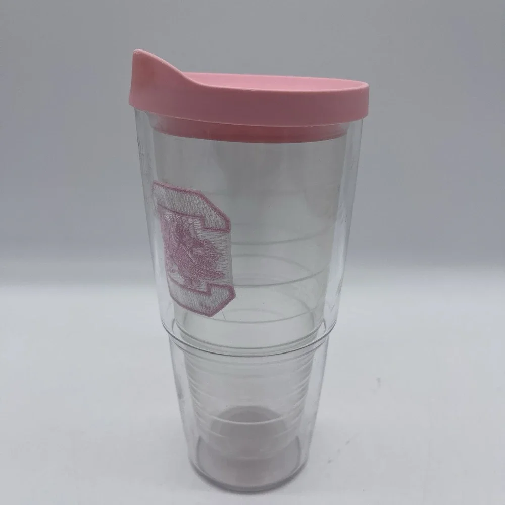 Tervis Tumbler Lot Of 2 Pink 24 oz USC Gamecocks Insulated Drinking Cups w/ Lids